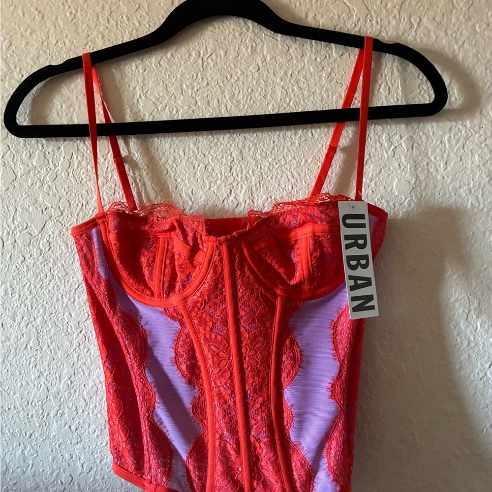 Urban Red and Purple Lace Corset Top